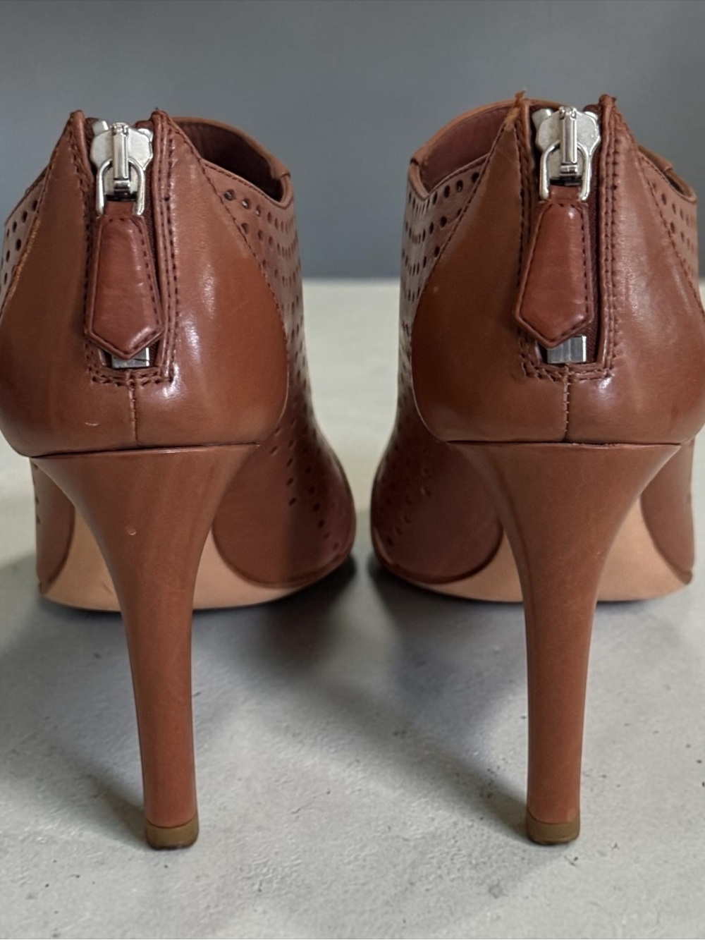 Authentic Prada Tan Perforated Peep-Toe High Heel Booties! Size 5.5 / 35.5 (EU) - Picture 5 of 14
